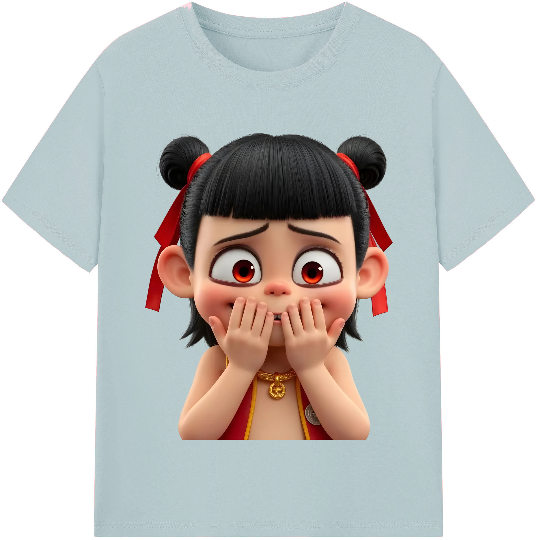 （画像用） Ne Zha 2 ナタ 魔童の大暴れ 綿100％半袖Tシャツ（フロントプリント）